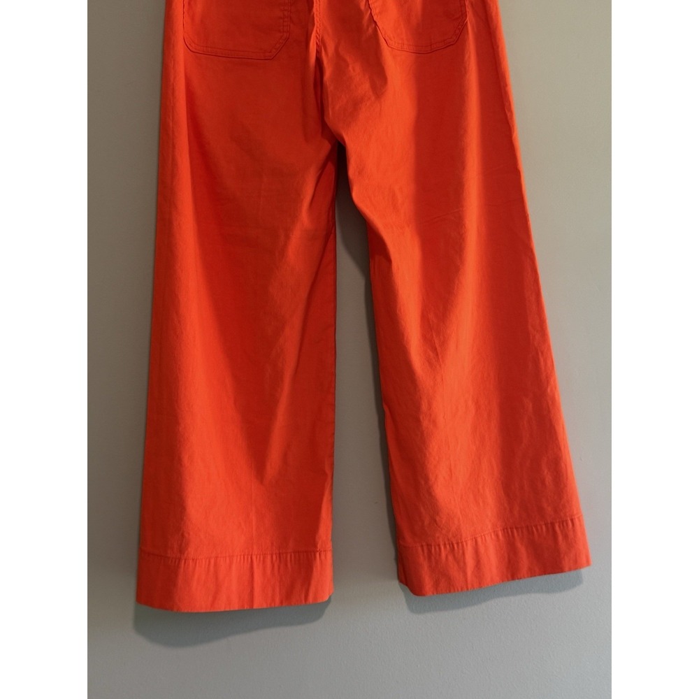 Maeve Anthropologie Colette Pants Linen Stretch Wide Leg Orange Crop Pockets 27 - Picture 7 of 14